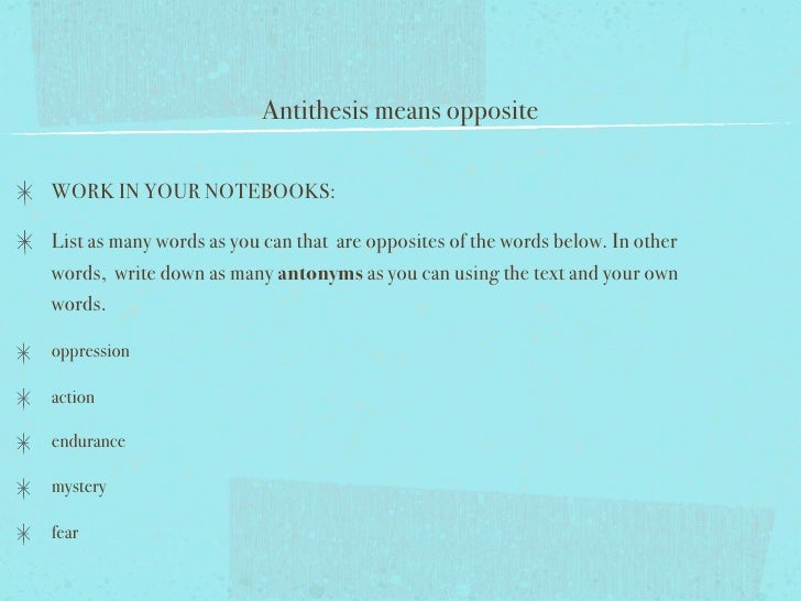 Antithesis in Literature and Film